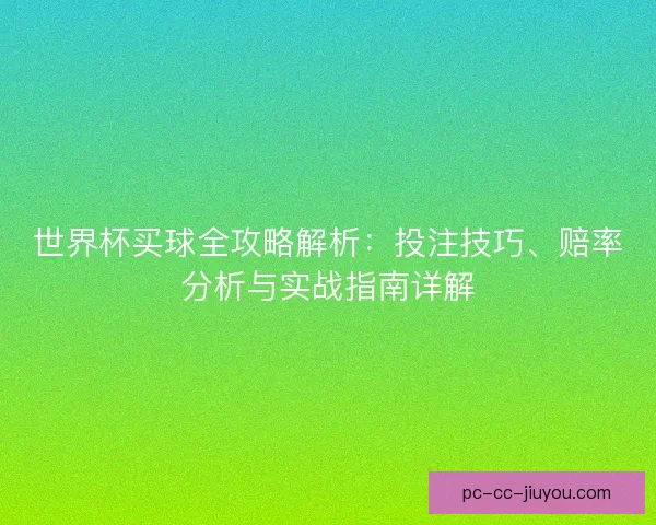 世界杯买球全攻略解析：投注技巧、赔率分析与实战指南详解